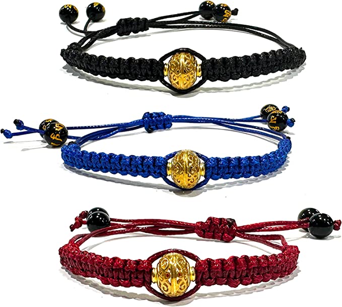 Bracciale Kabbalah Rosso Fatto A Mano – Portafortuna Tibetano Con Nodi Mantra, Regolabile Unisex