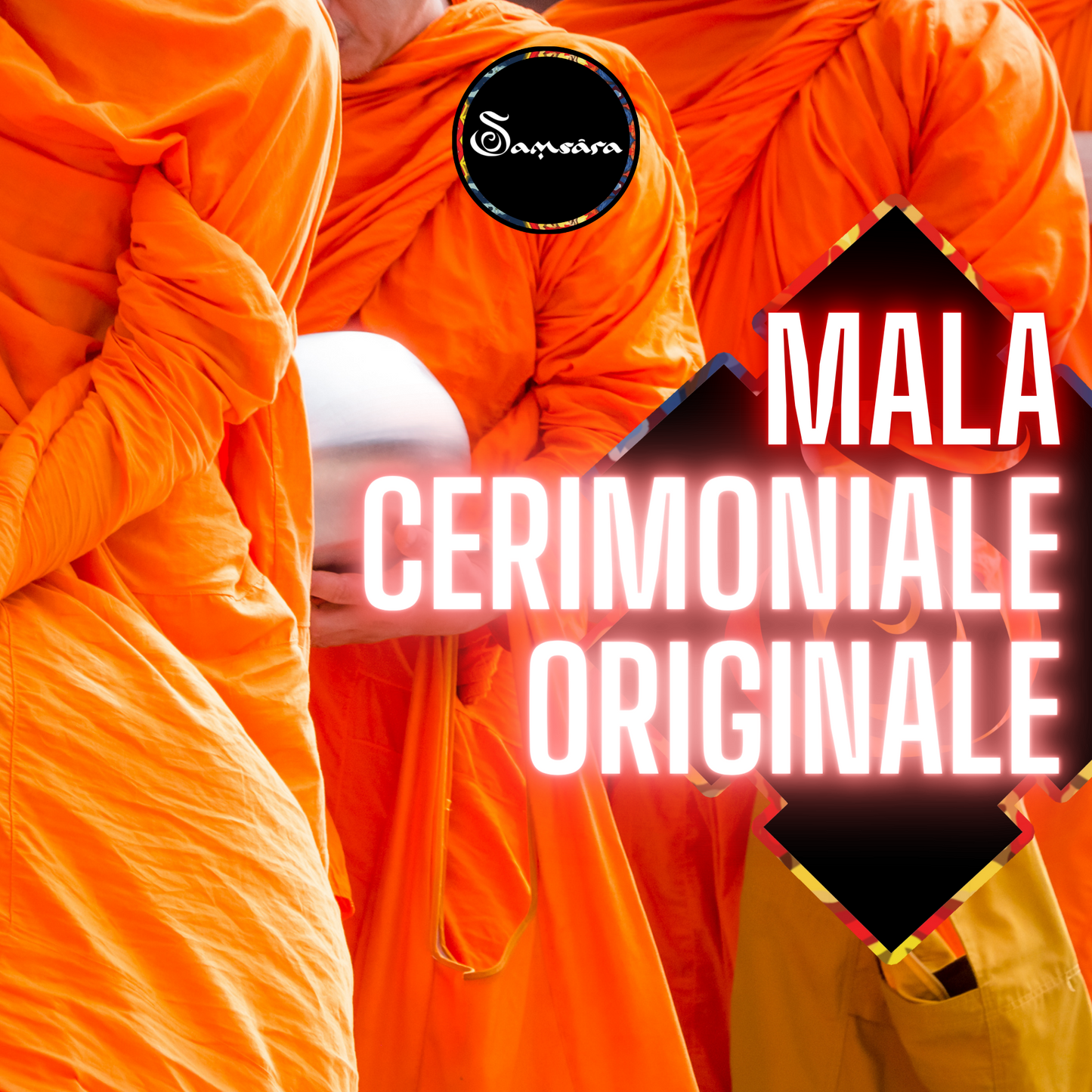 Samsara Tibetan necklace 7 Ordonic chakra with 7 different stones and black lava - Mala Tibetan with 108 grains - religious Buddhist rosary