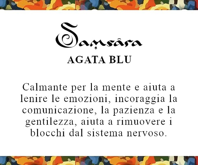 Samsara Bracciale Tibetano Buddista, lunghezza Regolabile, gioiello mistico Portafortuna - Filo in cotone cerato AGATA BLU STRIATA - SamsaraFragrances