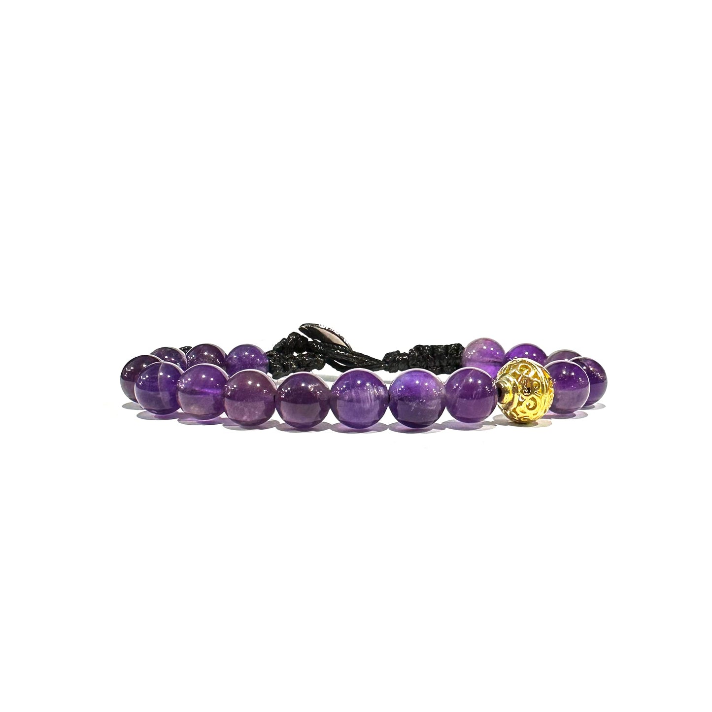 Samsara Bracciale Tibetano Buddista, lunghezza Regolabile, gioiello mistico Portafortuna - Filo in cotone cerato AMETISTA - SamsaraFragrances