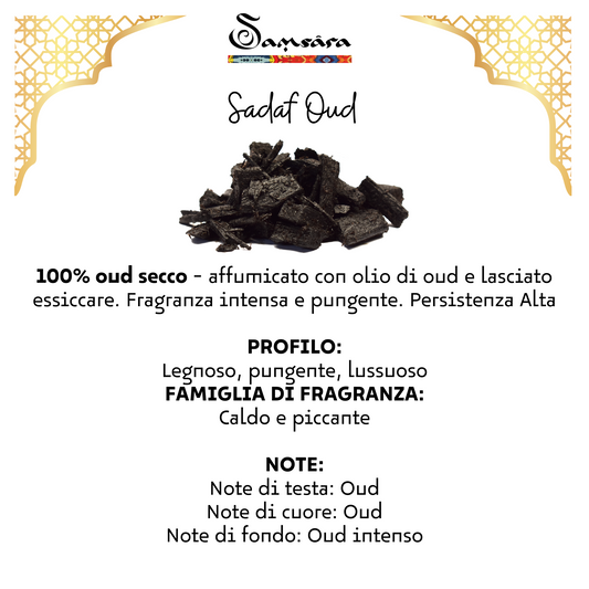 Samsara Profumo Arabo solido Bakhoor con legno di Oud ultra Persistente | Profumo per Corpo, Capelli ed Indumenti - SADAF OUD | 20g - Made in Dubai - SamsaraFragrances
