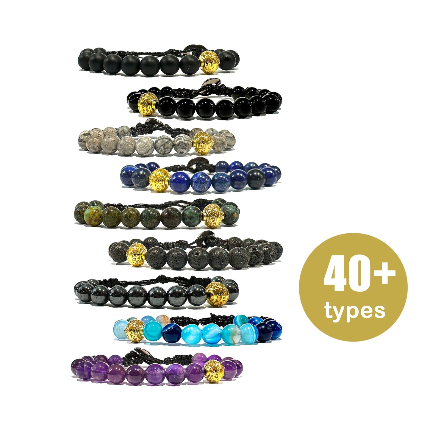 Samsara Bracciale Tibetano Buddista, lunghezza Regolabile, gioiello mistico Portafortuna - Filo in cotone cerato AMETISTA - SamsaraFragrances