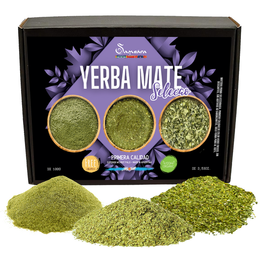 Samsara - Yerba Mate Gluten -free artisan, Selecao | Selection of our varieties of Yerba Mate | Made in Argentina - 3x100g
