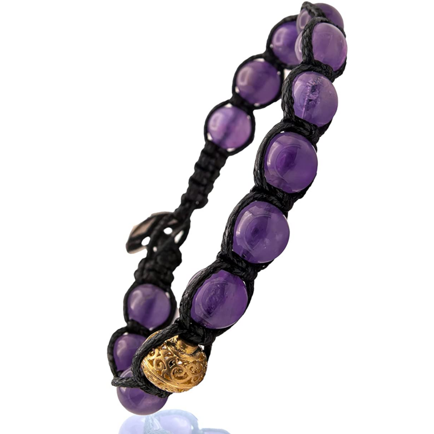 Samsara Buddhist Tibetan bracelet - Shamballa with amethyst - Cotton wire.