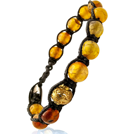 Samsara Buddhist Tibetan bracelet - Shamballa with dragon stone - Cotton wire Cerato Marrone