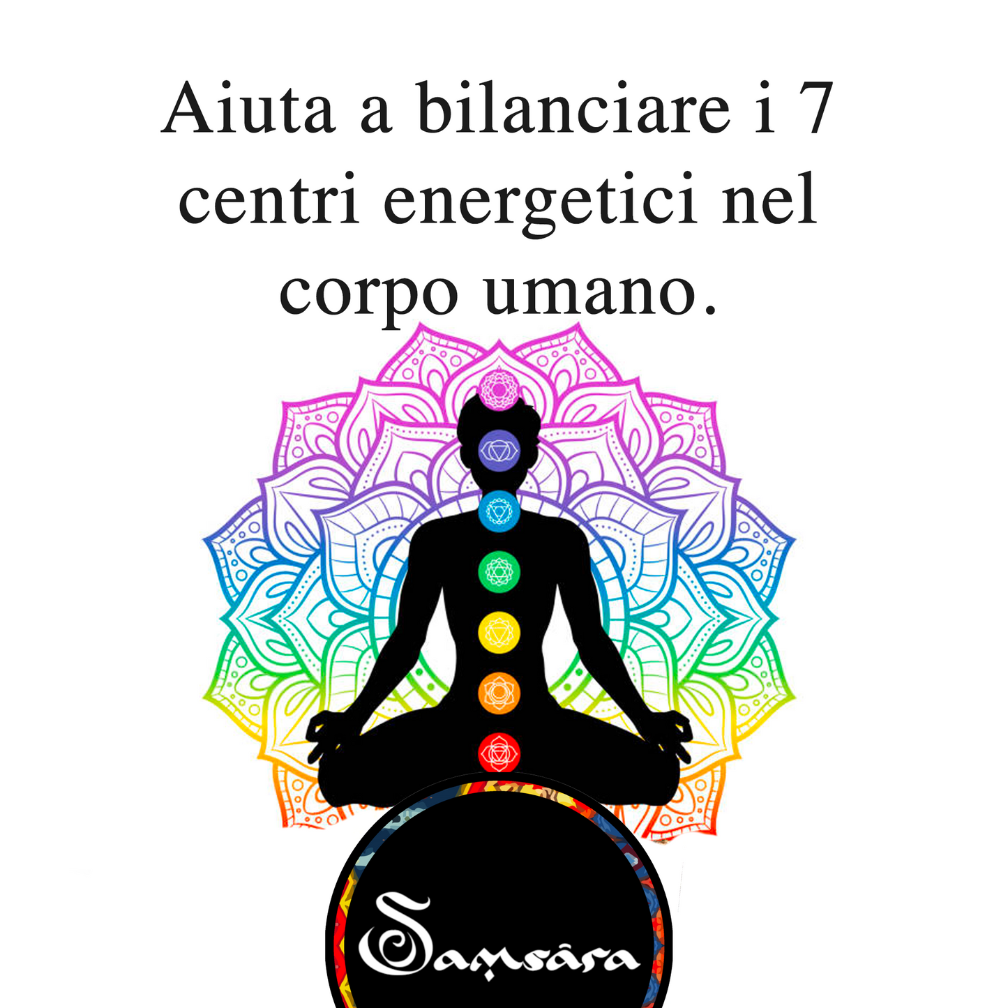 Samsara collana tibetana 7 CHAKRA Orgonico con 7 pietre diverse e Lava Nera - mala tibetano con 108 grani - Rosario Buddista Religioso - SamsaraFragrances