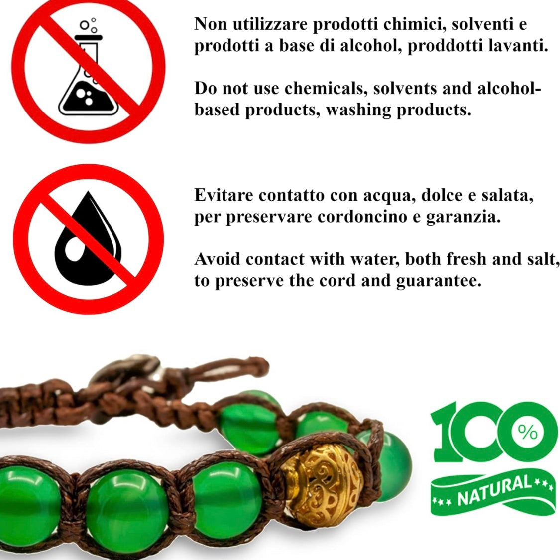 Samsara Kids Bracciale Tibetano Buddista per Bambino/Bambina – Shamballa con Pietra in Agata Bianca - Filo in Cotone Cerato Marrone - SamsaraFragrances