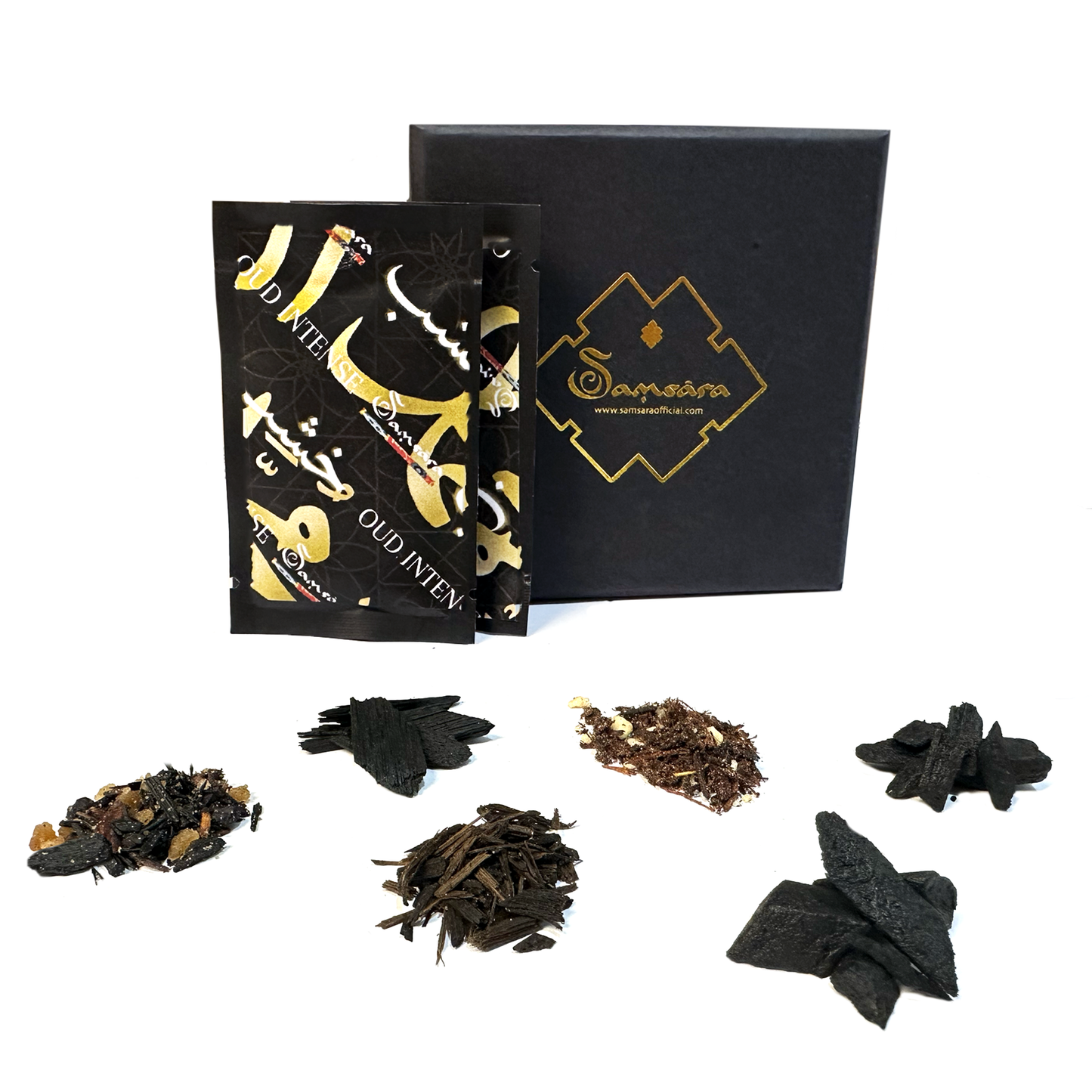 Samsara Kit Test Profumo Arabo solido, Bakhoor con legno di Oud ultra Persistente | Profumo per Corpo, Capelli ed Indumenti - Made in Dubai - 6 Mini Size