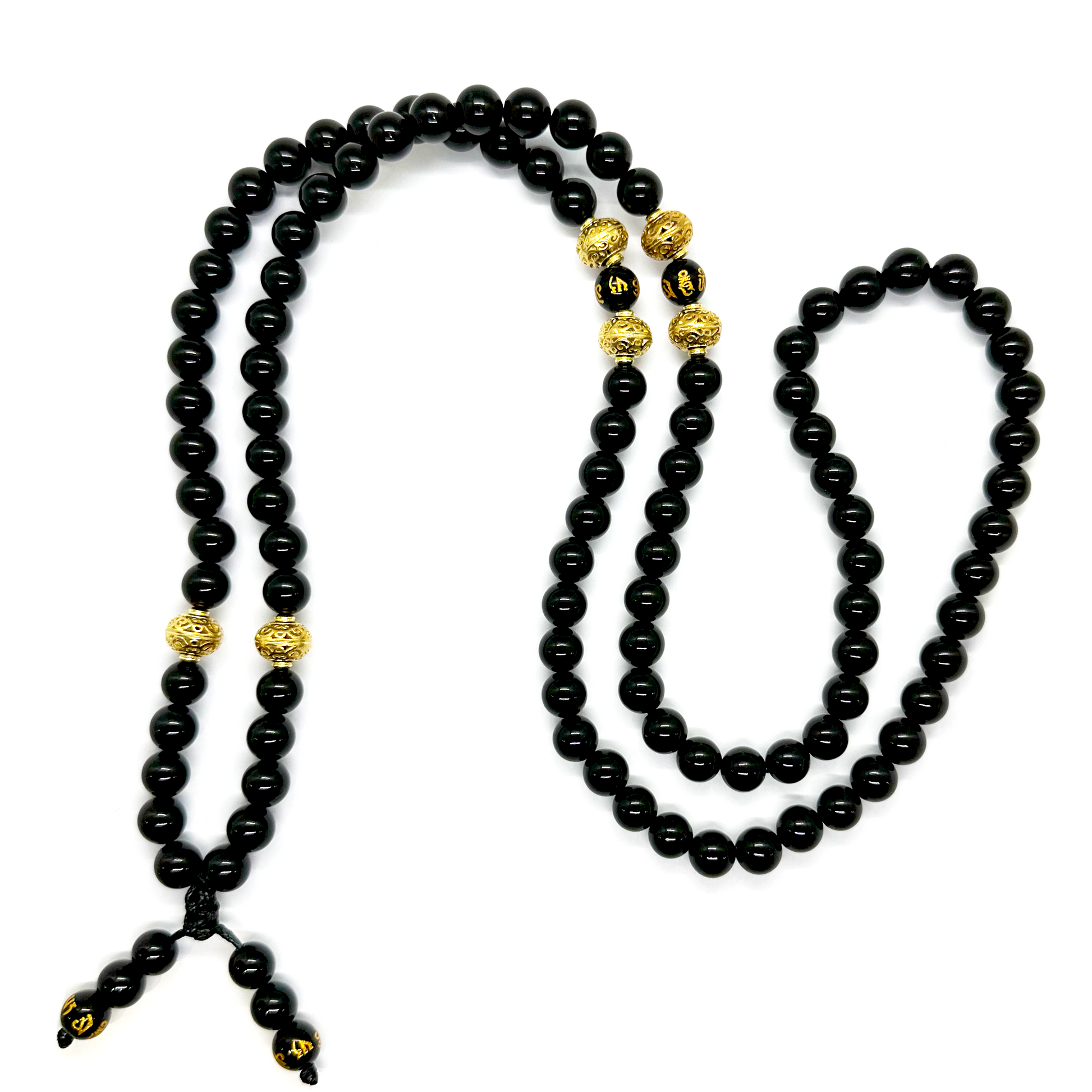 Samsara Collana Tibetana con Onice Nero - Mala Tibetano con 108 Grani - SamsaraFragrances