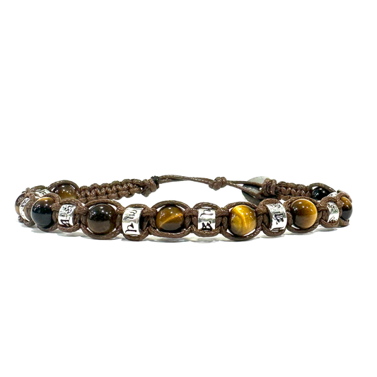 Buddhist Tibetan Kailash bracelet - Spiritual bracelet with white agate - white cotton wire