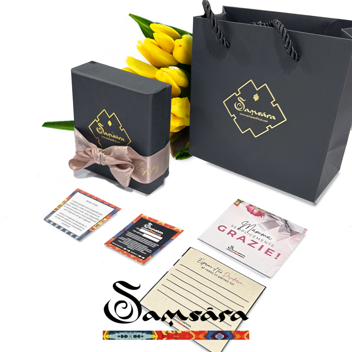 Bracciale Festa della Mamma in Quarzo Rosa Naturale - Regolabile - Confezione regalo e Cartoline Incluse