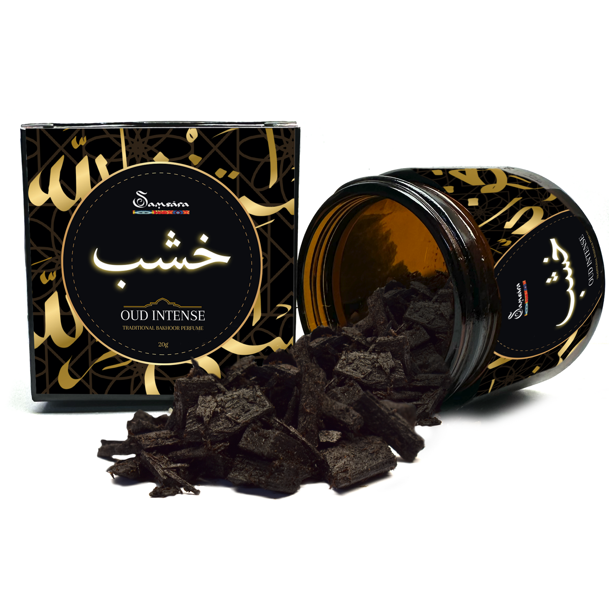 Samsara Profumo Arabo solido Bakhoor con legno di Oud ultra Persistente | Profumo per Corpo, Capelli ed Indumenti - SADAF OUD | 20g - Made in Dubai - SamsaraFragrances