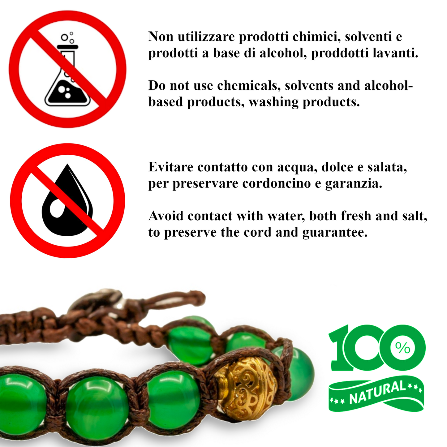 Samsara Bracciale in Larimar - Shamballa Tibetano Buddista - Filo in Cotone Cerato, Vari colori