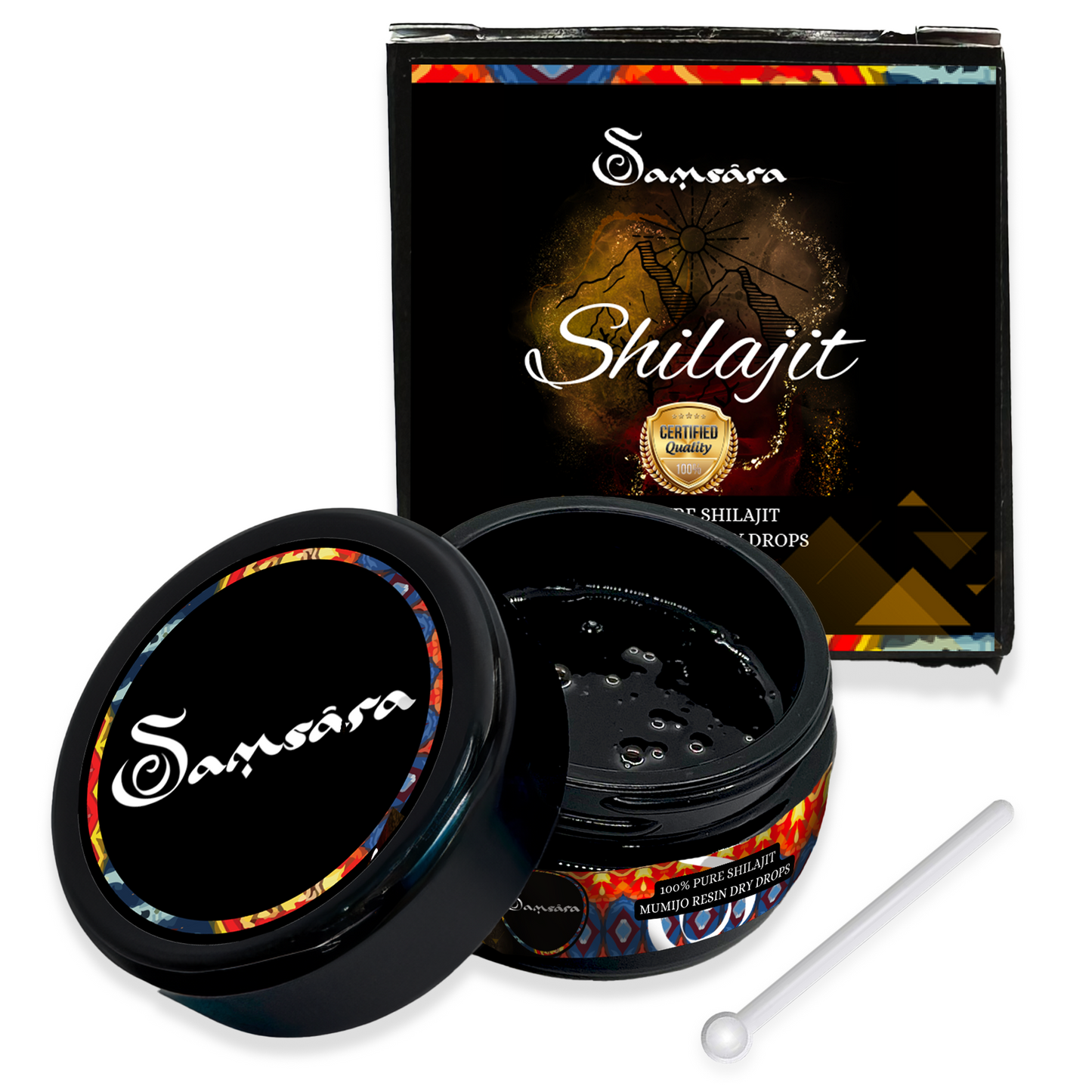 Shilajit Resina Mumijo Puro 100% - Montagne Altai | Certificati Internazionali | 65+ Acido Fulvico, 85 Minerali, Energia Fisica e Benessere - Dosatore, E-guida e Bugiardino (40g) - SamsaraFragrances