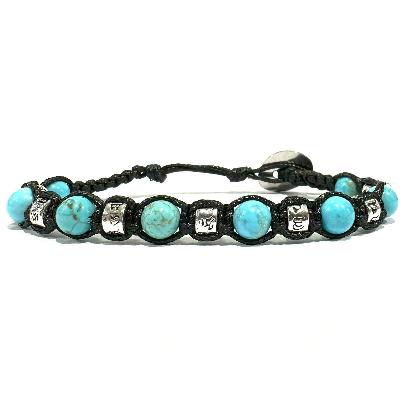 Buddhist Tibetan Kailash bracelet - Spiritual bracelet with white agate - white cotton wire