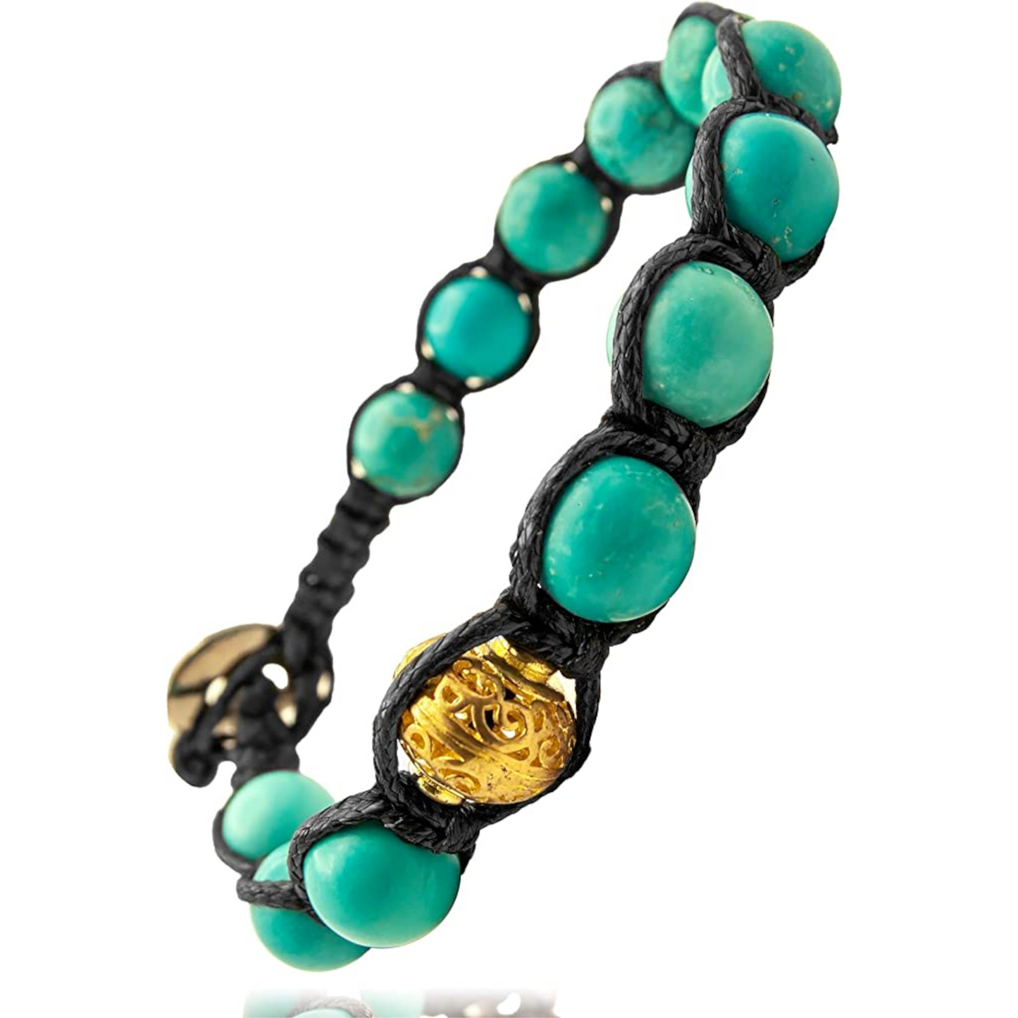 Samsara Buddhist Tibetan bracelet - Shamballa with celestial turquoise stone - Cotton wire Cerato Marrone