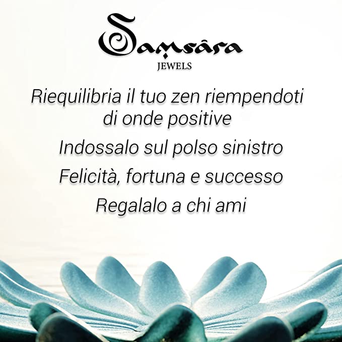 Samsara Bracciale Tibetano Buddista - Shamballa con Diaspro Paesina - Filo in Cotone Cerato Nero - SamsaraFragrances