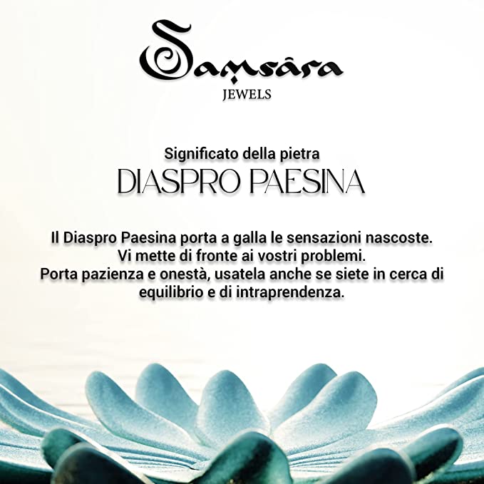 Samsara Bracciale Tibetano Buddista - Shamballa con Diaspro Paesina - Filo in Cotone Cerato Nero - SamsaraFragrances