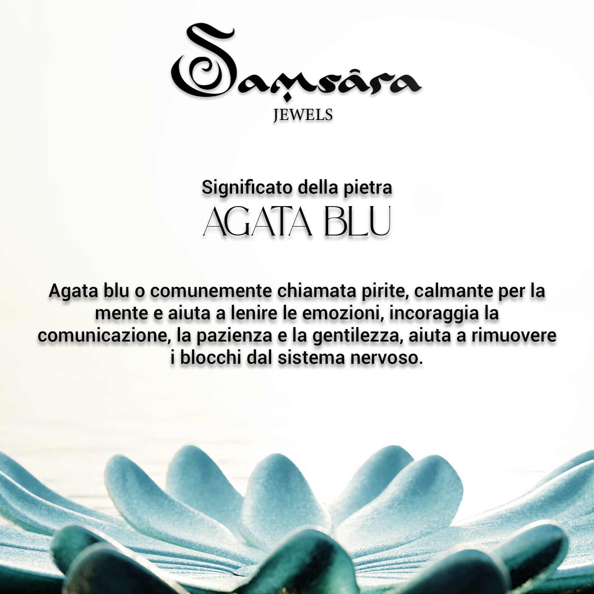 Samsara Bracciale Tibetano Buddista - Shamballa con Agata Blu - Filo in cotone cerato Nero - SamsaraFragrances