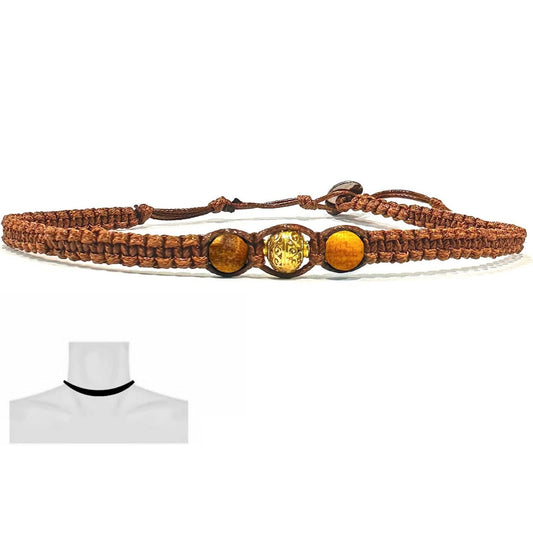 Samsara Collana Girocollo tibetano in Pietre ed Ottone 100% artigianale - PALO SANTO - SamsaraFragrances