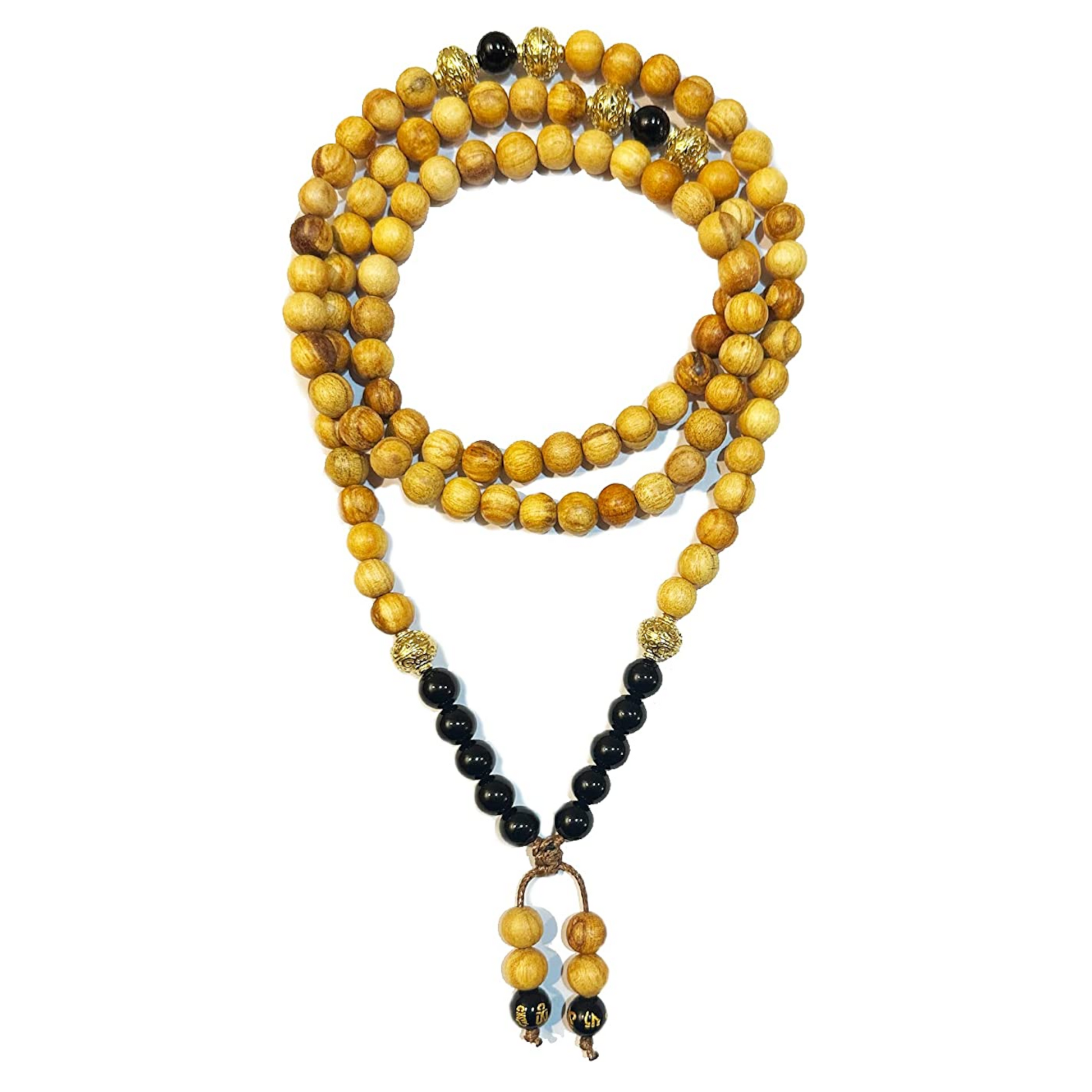 Samsara Collana Tibetana con Palo Santo e Onice Nero - Mala Tibetano con 108 Grani - SamsaraFragrances