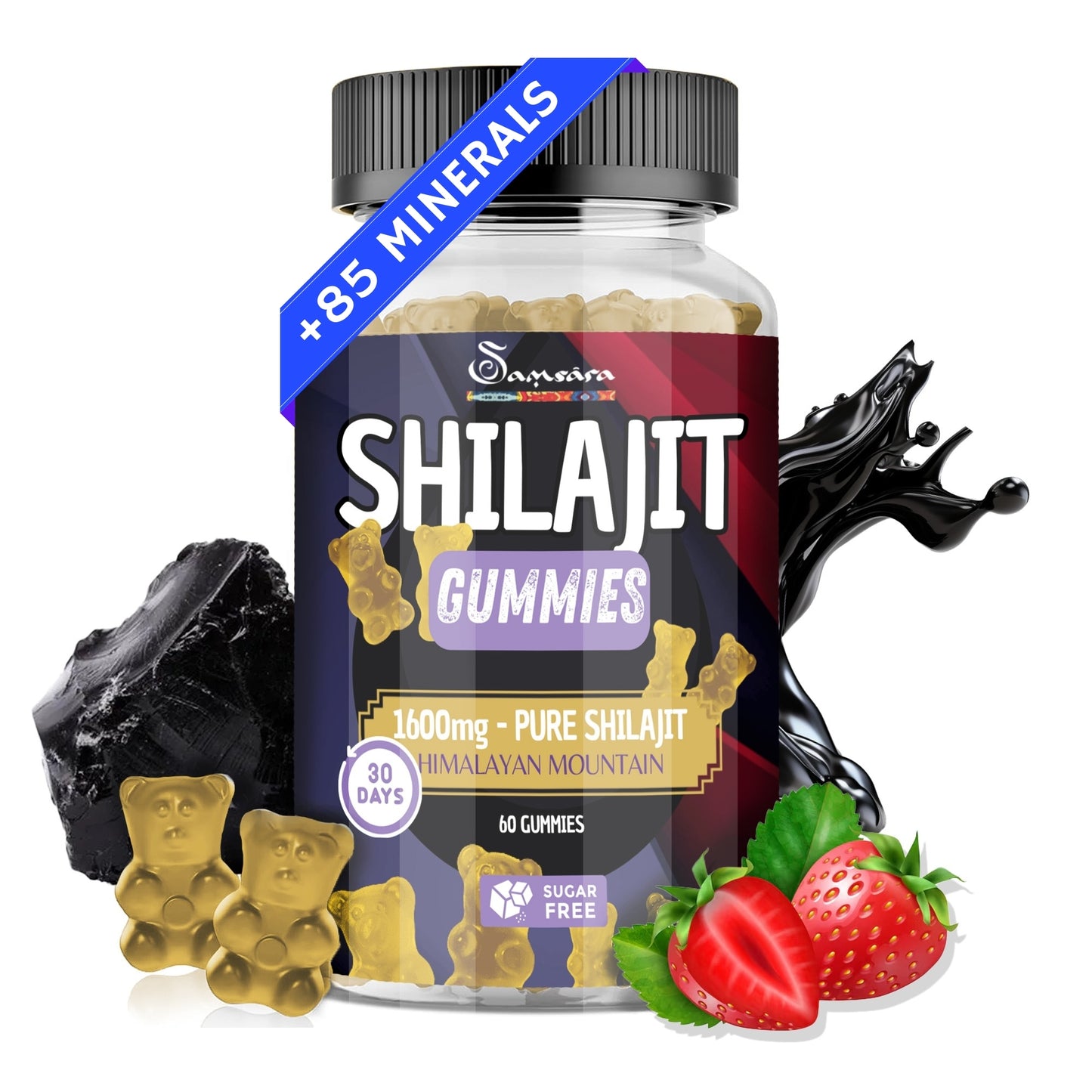 SHILAJIT Gummies [60 CARAMELLE] - Integratore Naturale 100% Puro con Minerali Essenziali