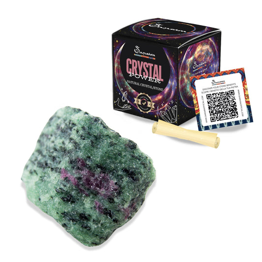 SAMSARA - RUBINO ZOISITE Pietra Grezza Naturale con Confezione Regalo e Foglietto Informativo