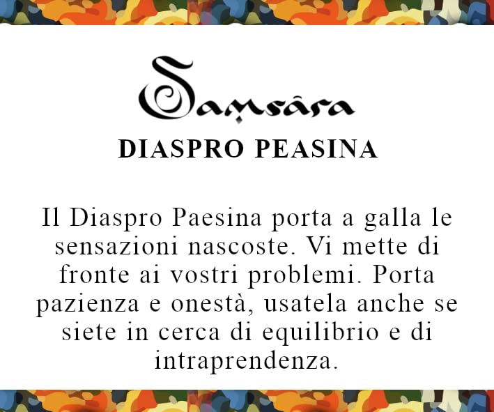 Samsara Bracciale Tibetano Buddista, lunghezza Regolabile, gioiello mistico Portafortuna - Filo in cotone cerato DIASPRO PAESINA - SamsaraFragrances