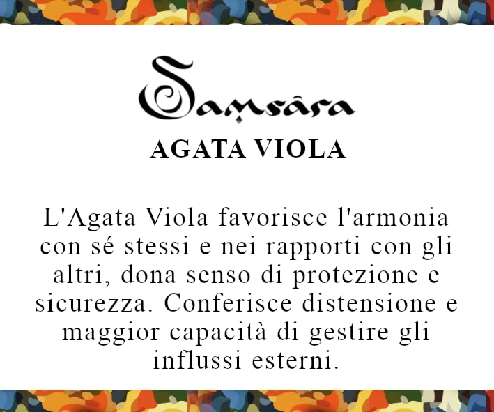 Samsara Bracciale Tibetano Buddista, lunghezza Regolabile, gioiello mistico Portafortuna - Filo in cotone cerato AGATA VIOLA STRIATA - SamsaraFragrances