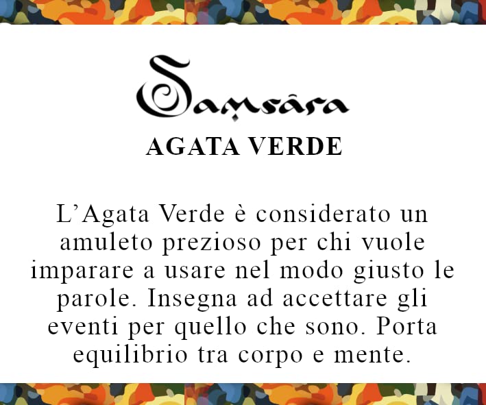 Samsara Bracciale Tibetano Buddista, lunghezza Regolabile, gioiello mistico Portafortuna - Filo in cotone cerato AGATA VERDE STRIATA - SamsaraFragrances