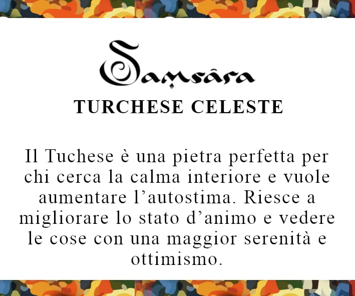 Samsara Bracciale Tibetano Buddista, lunghezza Regolabile, gioiello mistico Portafortuna - Filo in cotone cerato TURCHESE CELESTE - SamsaraFragrances