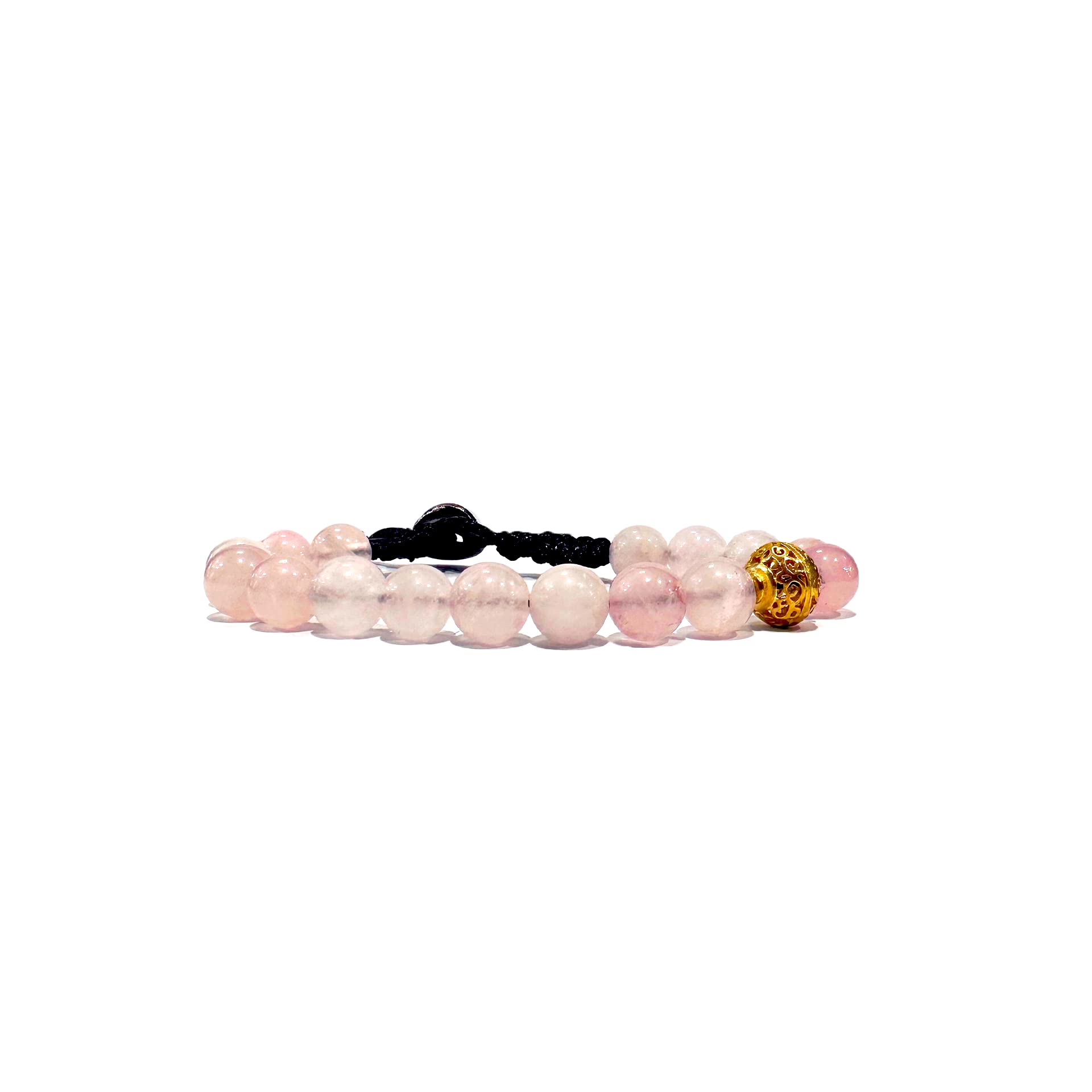 Samsara Bracciale Tibetano Buddista, lunghezza Regolabile, gioiello mistico Portafortuna - Filo in cotone cerato QUARZO ROSA - SamsaraFragrances