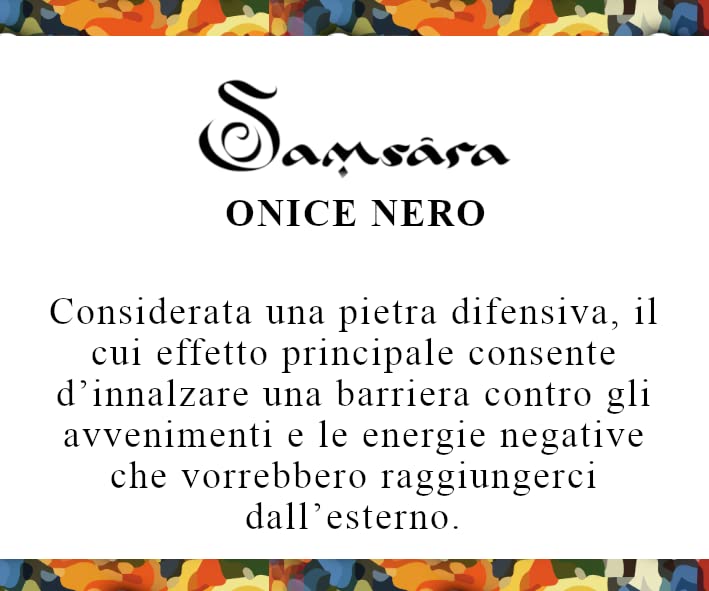 Samsara Bracciale Tibetano Buddista, lunghezza Regolabile, gioiello mistico Portafortuna - Filo in cotone cerato ONICE NERO LUCIDO - SamsaraFragrances