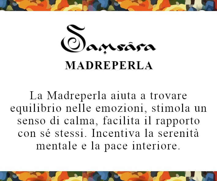 Samsara Bracciale Tibetano Buddista, lunghezza Regolabile, gioiello mistico Portafortuna - Filo in cotone cerato MADREPERLA - SamsaraFragrances