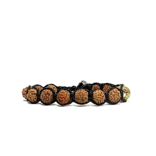 Samsara Bracciale con Semi di Rudraksha - Shamballa Tibetano Buddista - Filo in Cotone Cerato, Vari colori