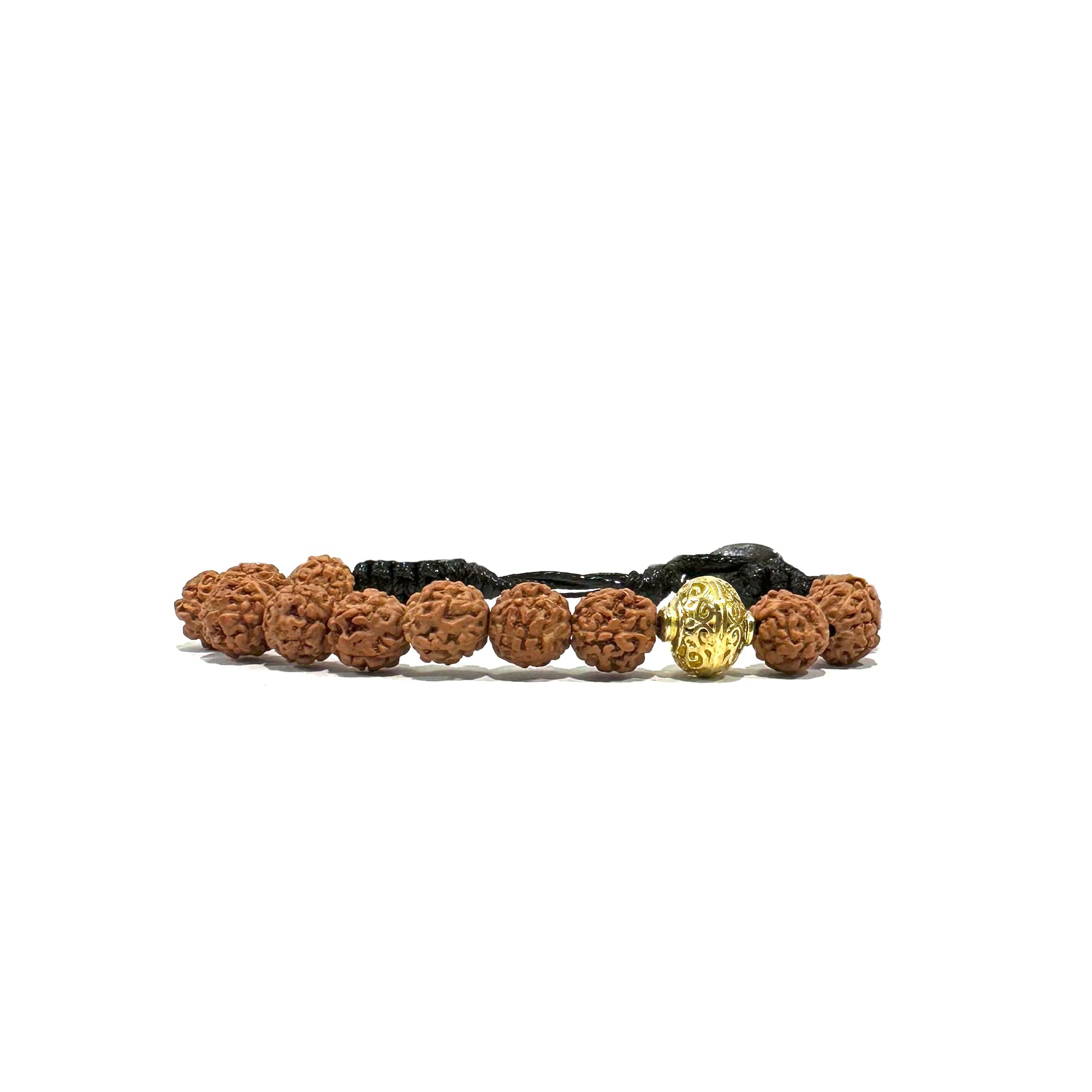 Samsara Bracciale Tibetano Buddista, lunghezza Regolabile, gioiello mistico Portafortuna - Filo in cotone cerato RUDRAKSHA - SamsaraFragrances