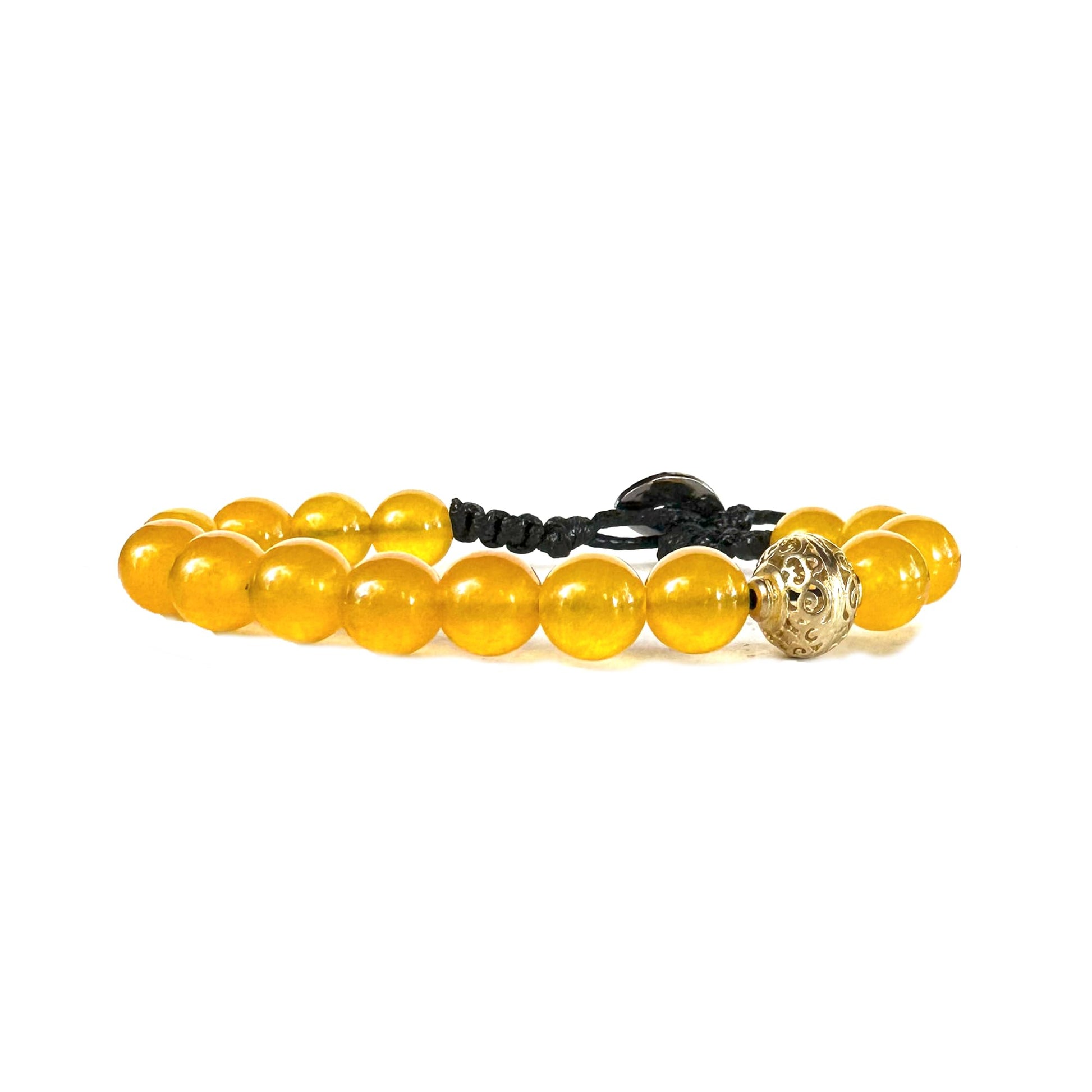 Samsara Bracciale Tibetano Buddista, lunghezza Regolabile, gioiello mistico Portafortuna - Filo in cotone cerato AGATA GIALLA - SamsaraFragrances