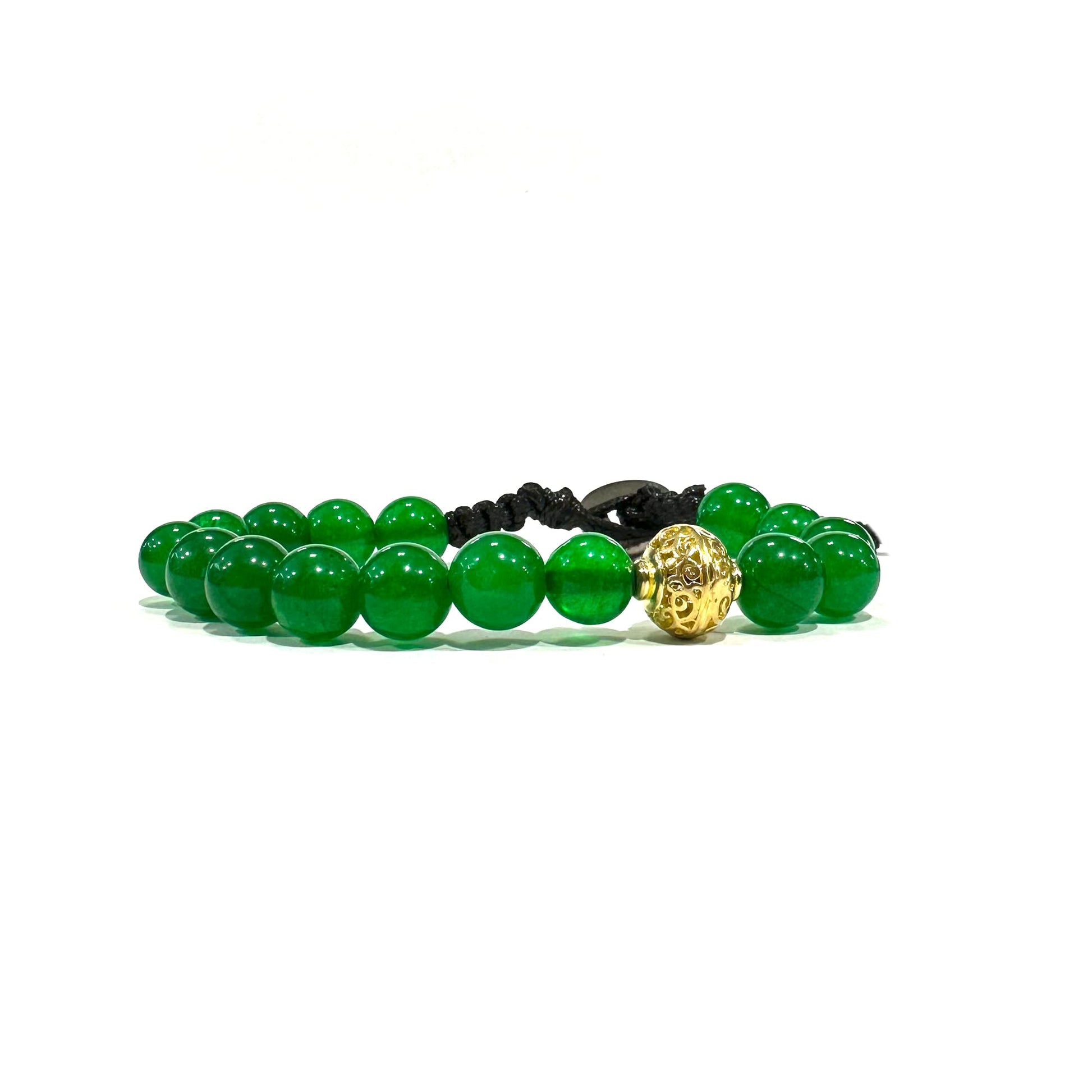 Samsara Bracciale Tibetano Buddista, lunghezza Regolabile, gioiello mistico Portafortuna - Filo in cotone cerato AGATA VERDE - SamsaraFragrances