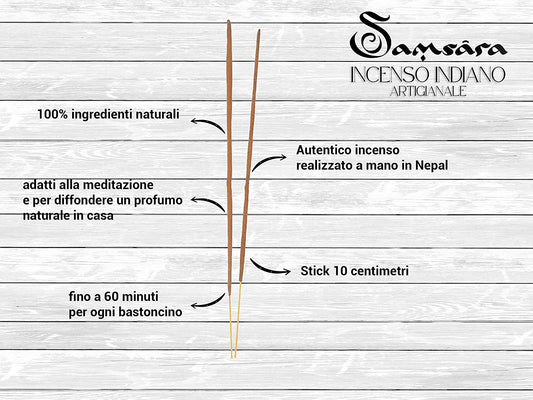 SAMSARA - Incenso Indiano in Stick Artigianale - PALO SANTO - 15g