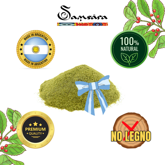 Samsara - Yerba Mate Gluten -free artisan, Chiquita | Fina leaf powder without pole | made in Argentina