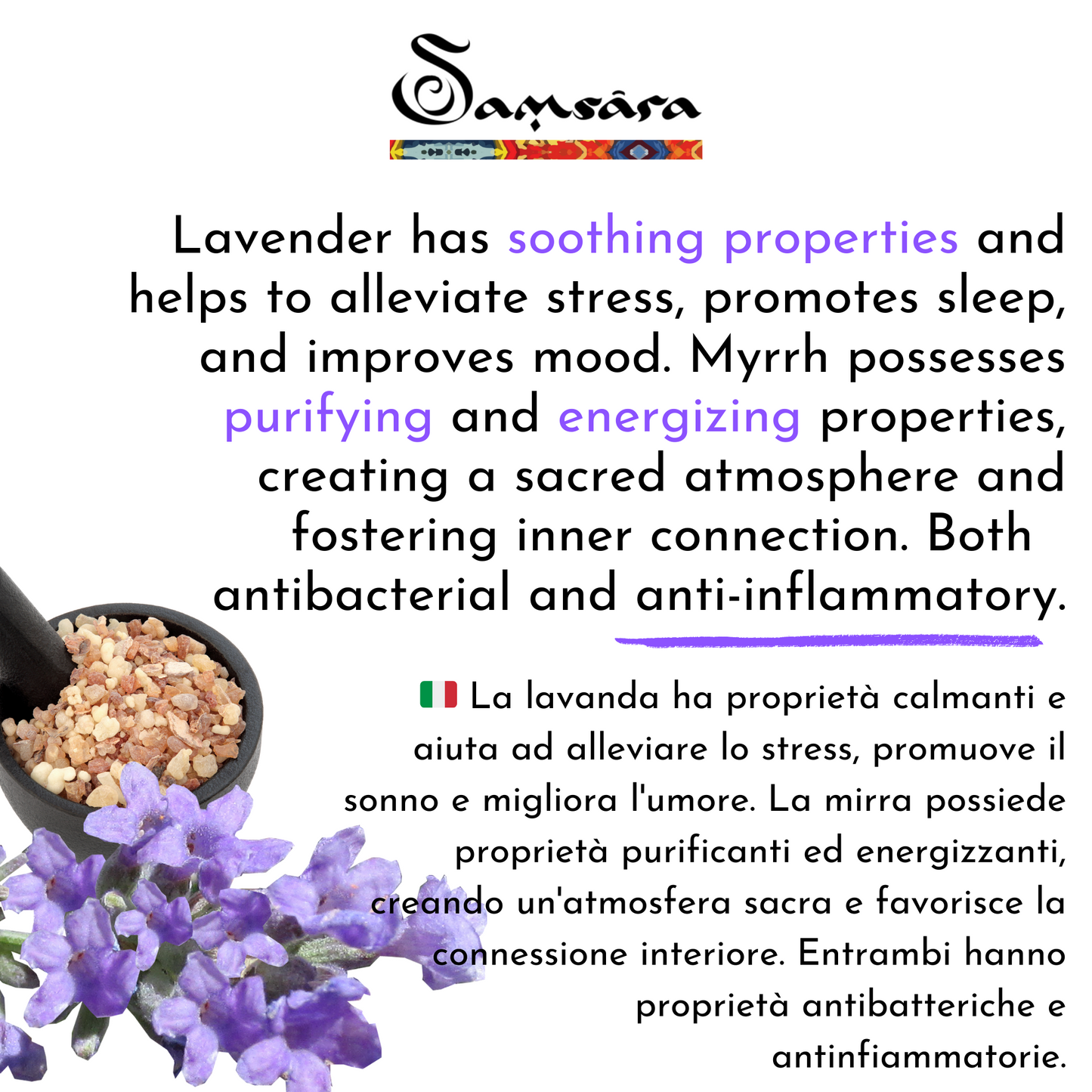 SAMSARA Incenso in Polvere Naturale 100% - LAVANDA E MIRRA