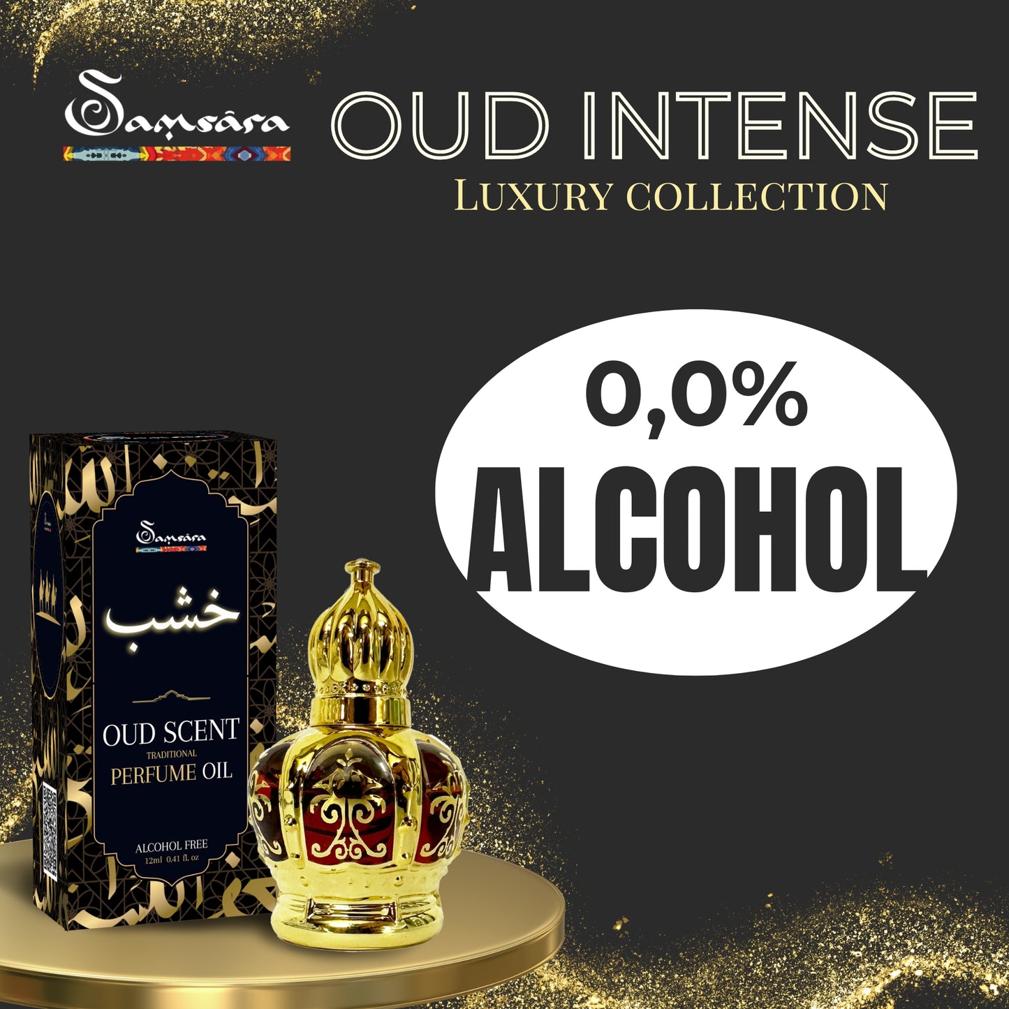 Samsara Solid Arabic perfume Bakhoor with ultra persistent oud wood | Body perfume, hair and clothing - Amber Oud | 20g - Made in Dubai