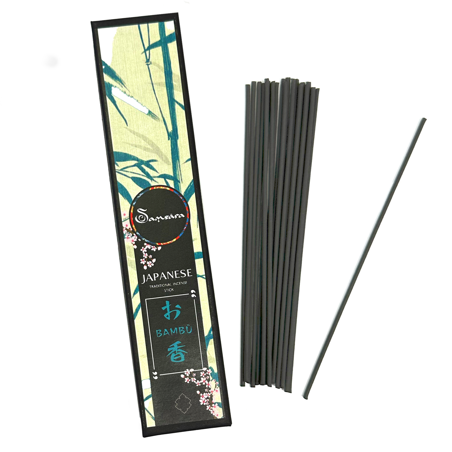 Samsara Incenso Giapponese in Stick senza anima in Legno - Solo Incenso Puro Arrotolato a mano, Aroma delicato e Persistente - 20 bastoncini (Bamboo) - SamsaraFragrances