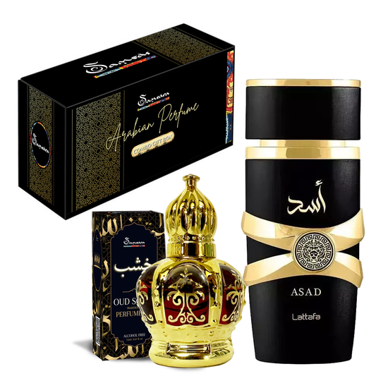 Arabian Combo gift Set | Lattafa Asad & Samsara Oil, Cofanetto regalo con Spray Eau de Parfum e Profumo in Olio