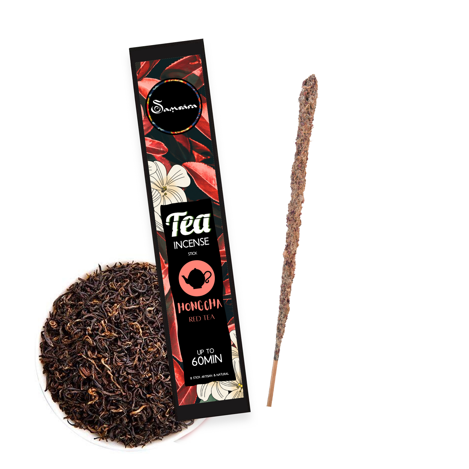 Samsara Incenso a Base di Tè Artigianale in foglie 100% Organico, rituale Cerimonia del Tè - 5 stick extra large 60 minuti ciascuno - Profumo Delicato e Persistente (OOLONG Samsara Incenso a Base di Tè Artigianale in foglie 100% Organico, rituale Cerimonia del Tè - 5 stick extra large 60 minuti ciascuno - Profumo Delicato e Persistente (OOLONG