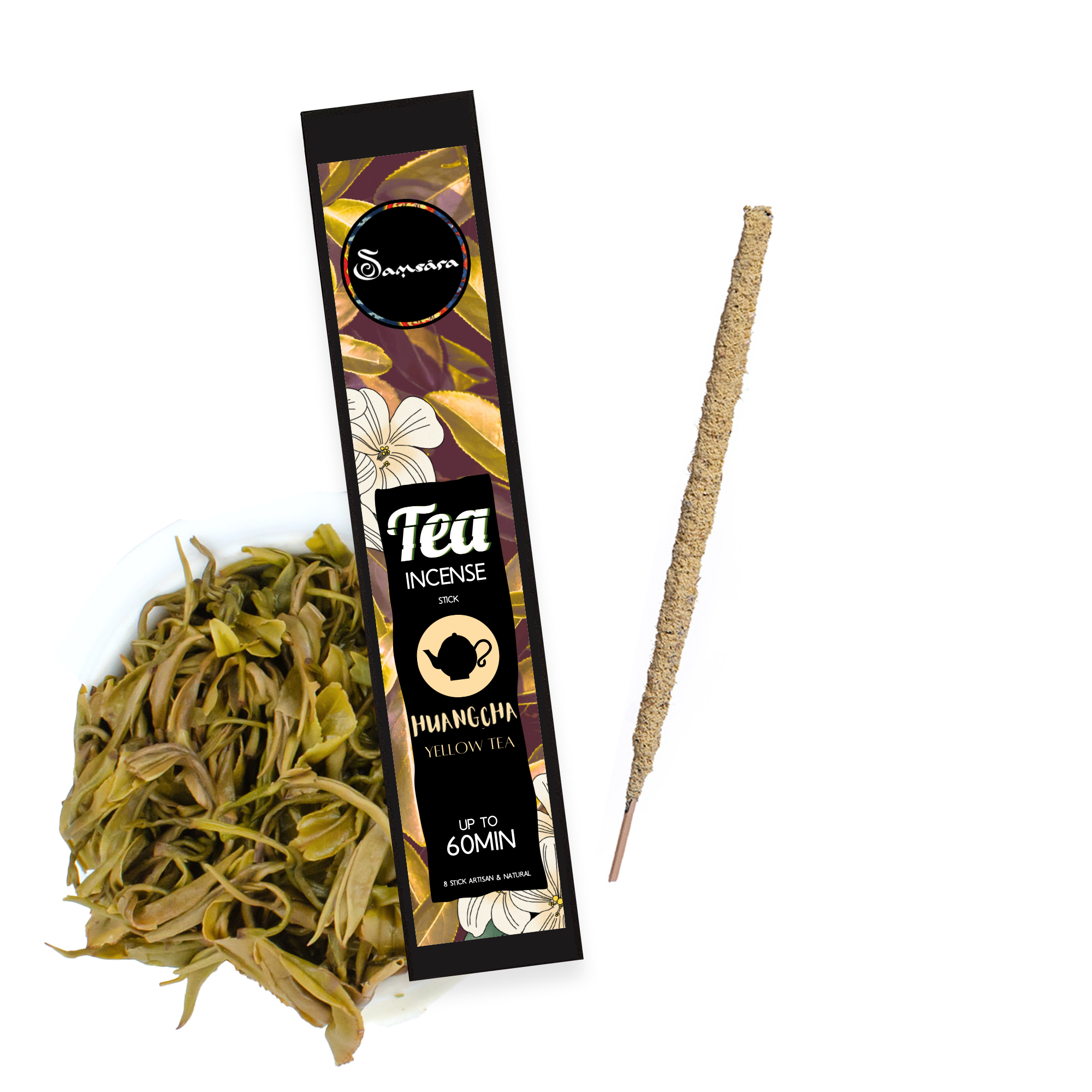 Samsara Incenso a Base di Tè Artigianale in foglie 100% Organico, rituale Cerimonia del Tè - 5 stick extra large 60 minuti ciascuno - Profumo Delicato e Persistente (HONGCHA Samsara Incenso a Base di Tè Artigianale in foglie 100% Organico, rituale Cerimonia del Tè - 5 stick extra large 60 minuti ciascuno - Profumo Delicato e Persistente (HONGCHA
