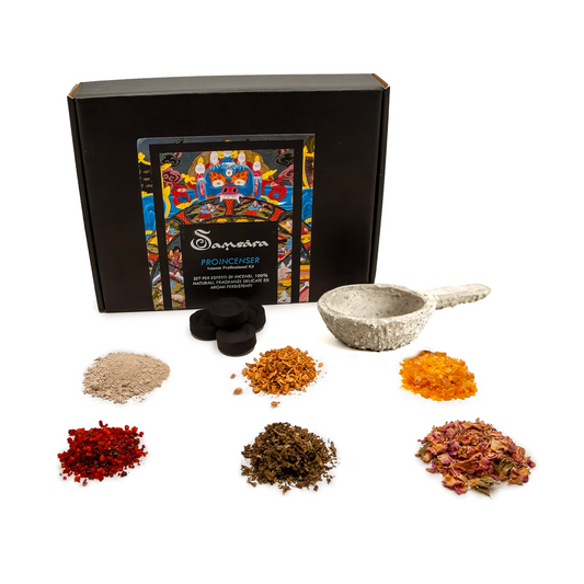 Samsara Kit Proincenser - Professional Casesi Kit - 5 resins and grains of advertising incense - golden sand - burning casual color - Carboncini