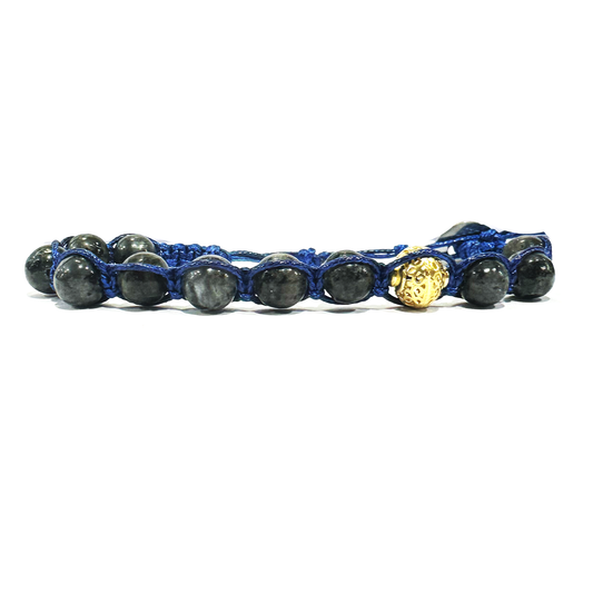 Samsara Bracciale in Labradorite - Shamballa Tibetano Buddista - Filo in Cotone Cerato, Vari colori