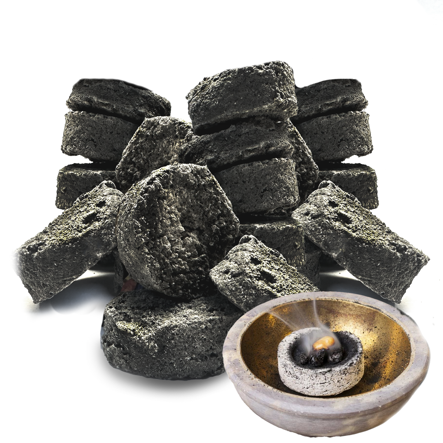 Samsara Carboncini per Incenso Artigianali | NO CARBONE, NO additivi chimici e volatili | Solo Erbe Essiccate e legno per una fragranza naturale e rilassante - 100% Naturali - 8pz - SamsaraFragrances