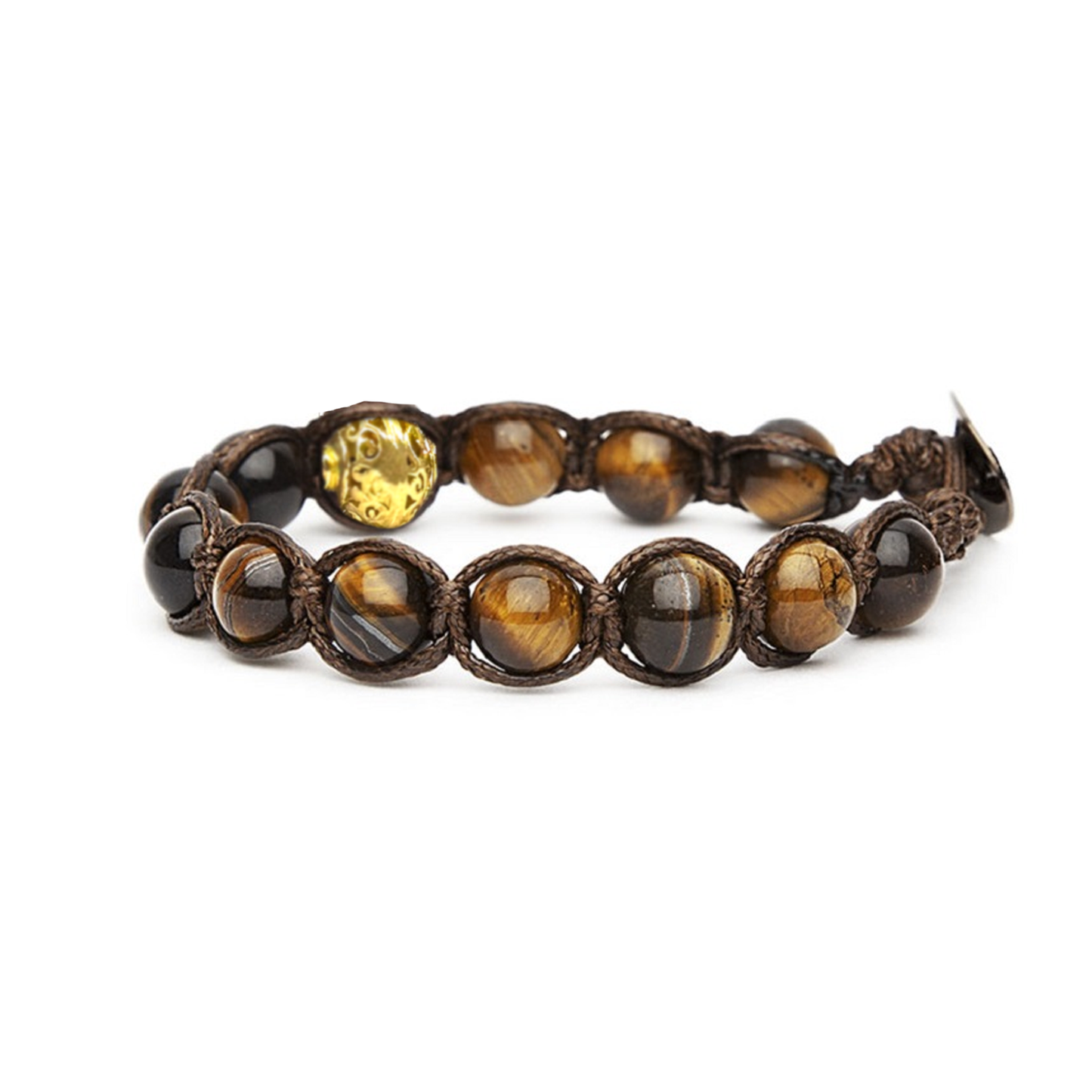 Samsara Kids Bracciale Tibetano Buddista per Bambino/Bambina – Shamballa con Pietra in Occhio di Tigre - Filo in Cotone Cerato Marrone - SamsaraFragrances